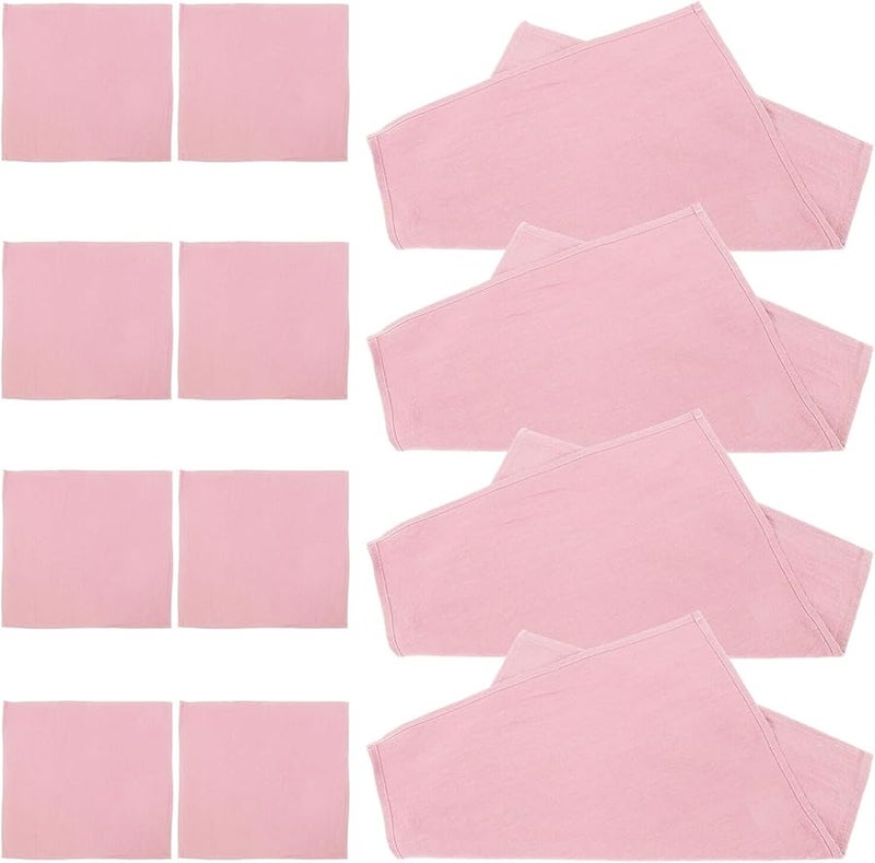 Beaupretty 12 قطعة مناديل قطنية قابلة لإعادة الاستخدام للمائدة ناعمة قابلة للغسيل باللون الوردي لحفلات الزفاف والمنزل - Image 1